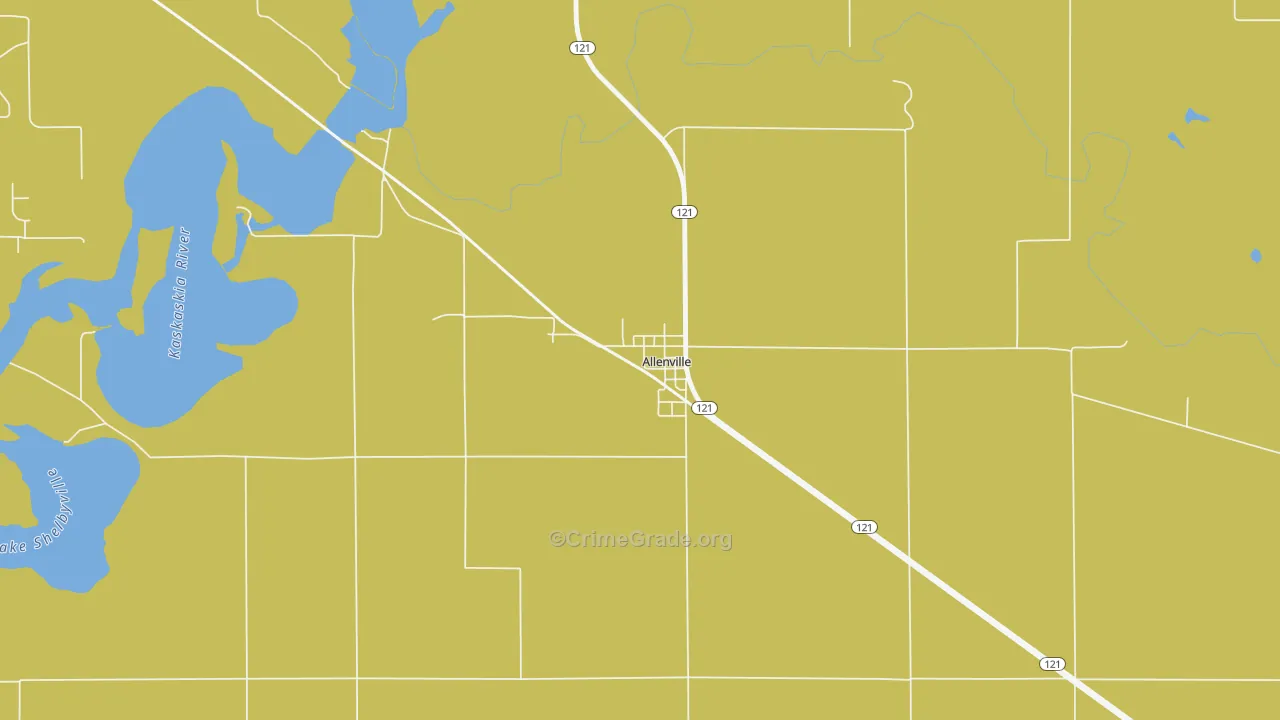Allenville, IL Map of Theft Rates