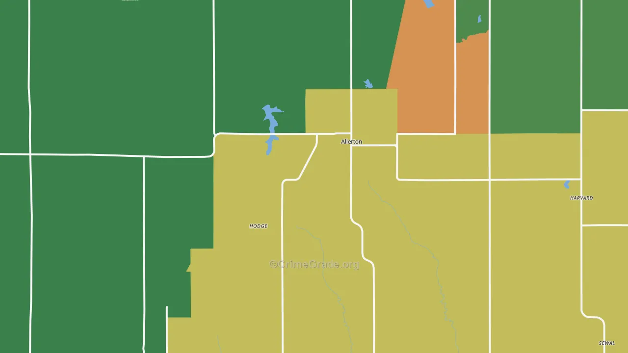 Allerton, IA Map of Theft Rates