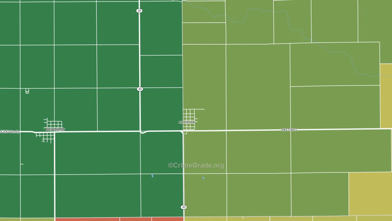 Allerton, IL Map of Theft Rates