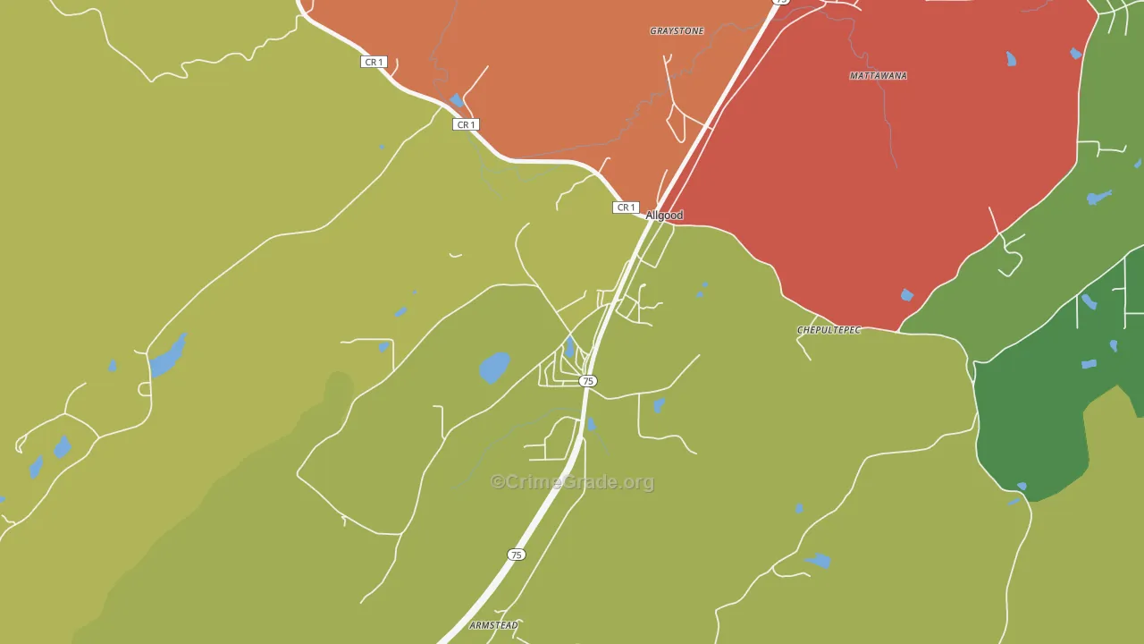 Allgood, AL Map of Theft Rates
