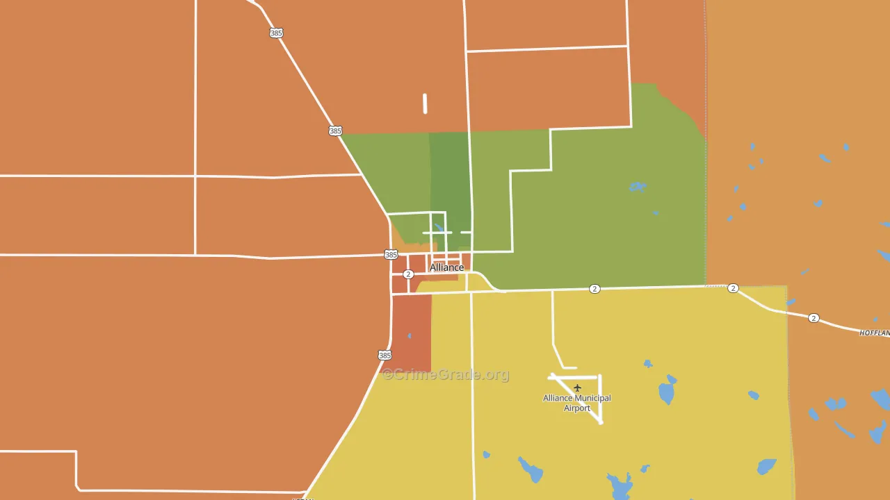 Alliance, NE Map of Theft Rates