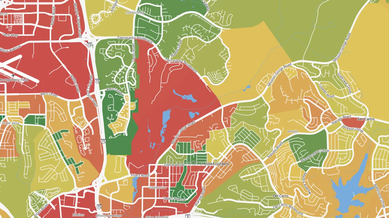 Allied Gardens, San Diego, CA Map of Theft Rates