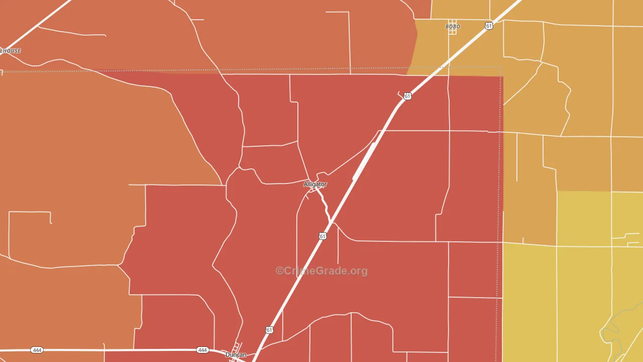 Alligator, MS Map of Theft Rates