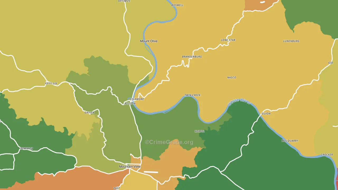 Allison, AR Map of Theft Rates