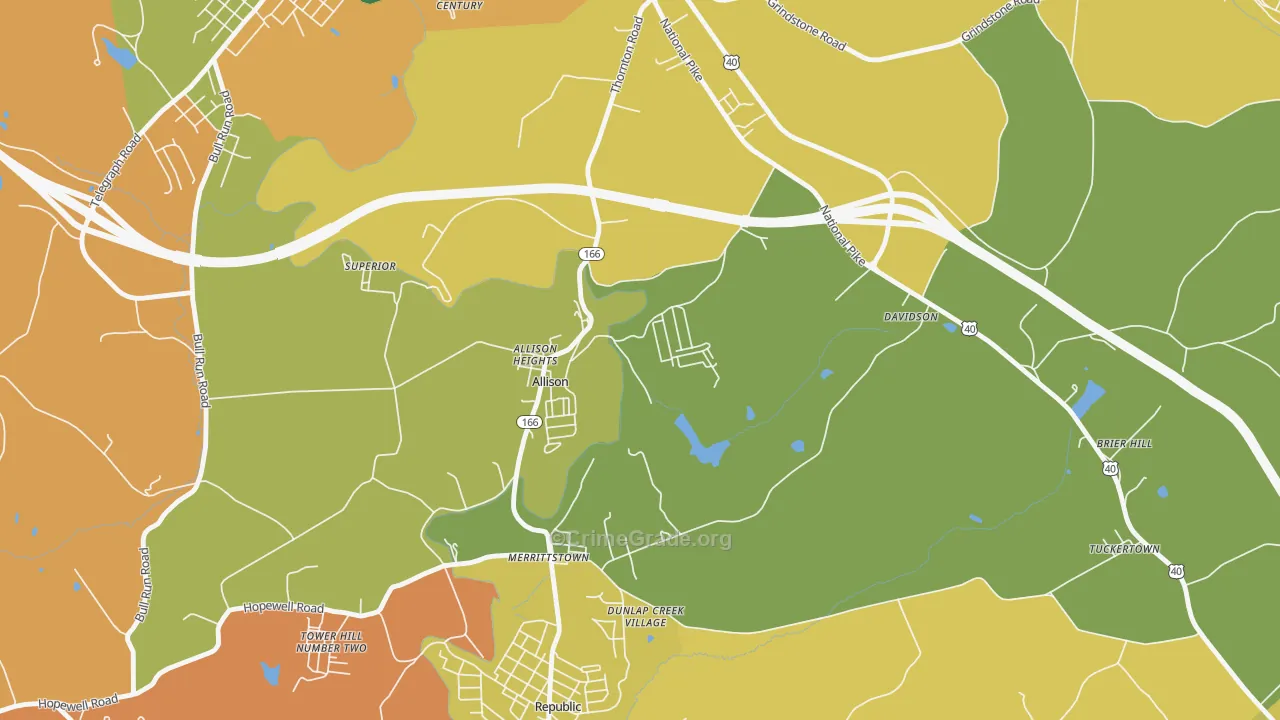 Allison, PA Map of Theft Rates