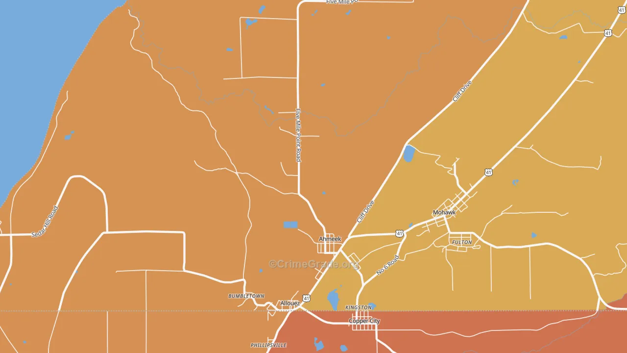 Allouez, MI Map of Theft Rates