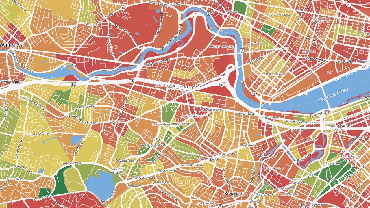 Allston, MA Map of Theft Rates