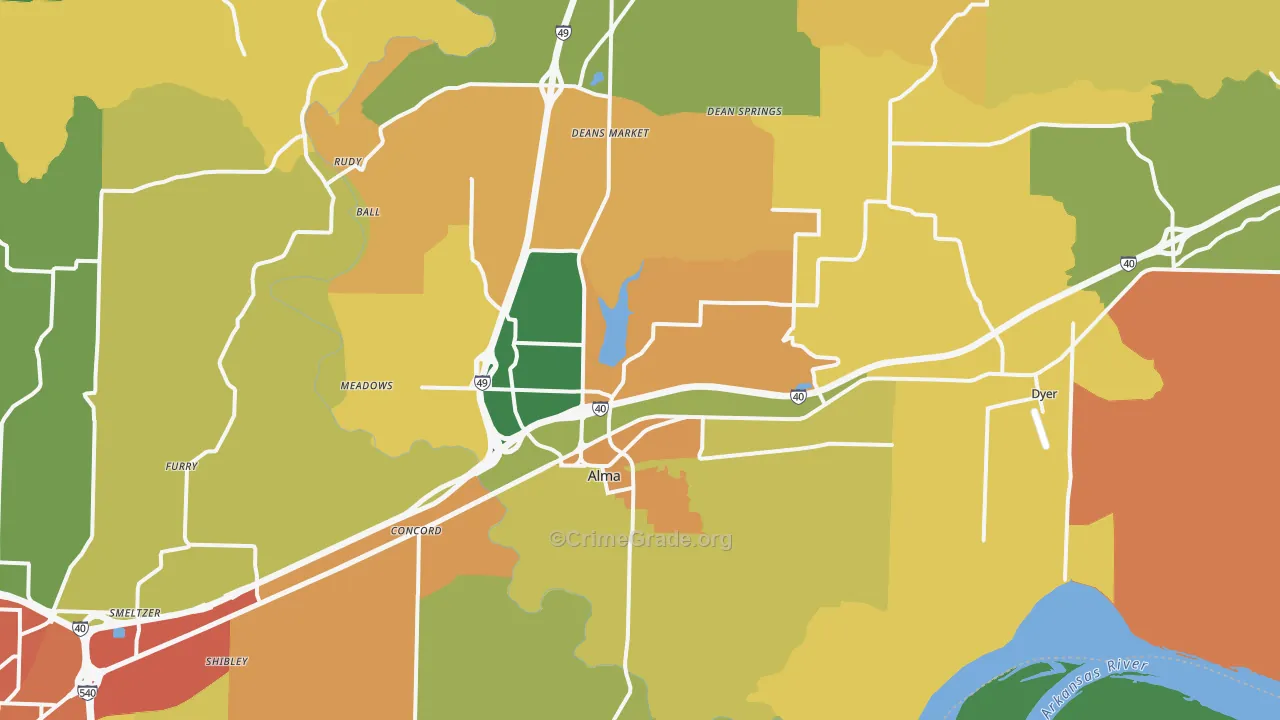 Alma, AR Map of Theft Rates