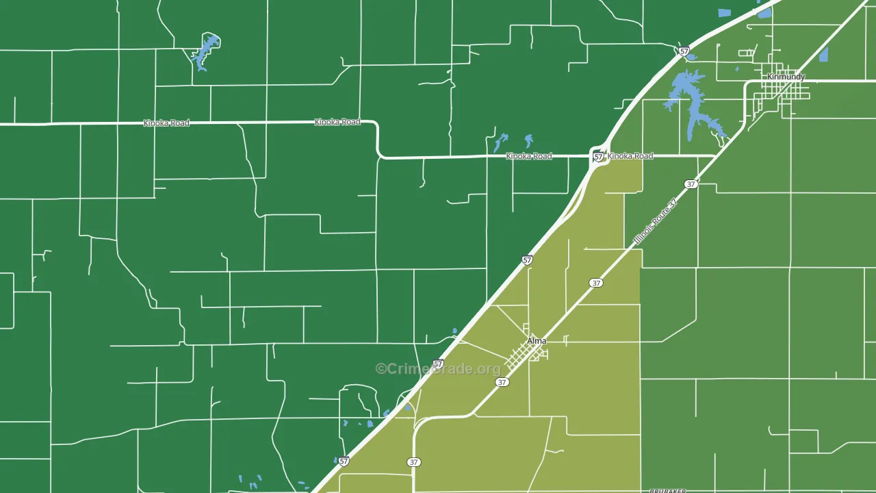 Alma, IL Map of Theft Rates