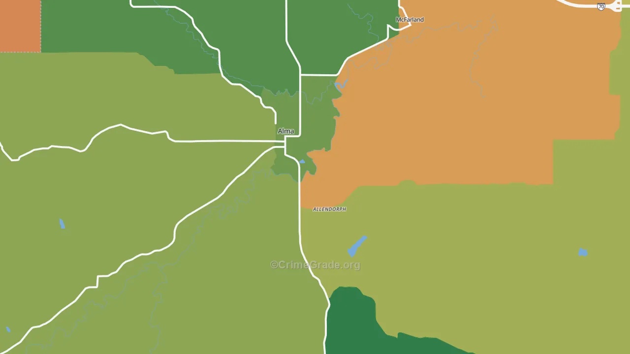 Alma, KS Map of Theft Rates