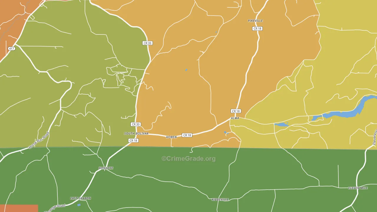 Alma, NY Map of Theft Rates