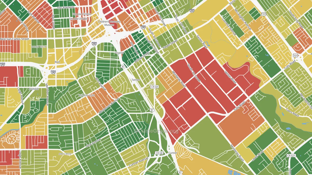Alma, San Jose, CA Map of Theft Rates