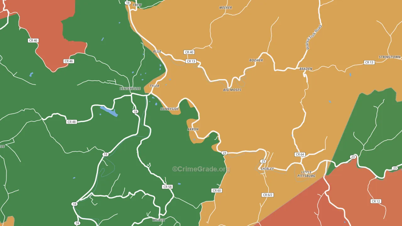 Alma, WV Map of Theft Rates