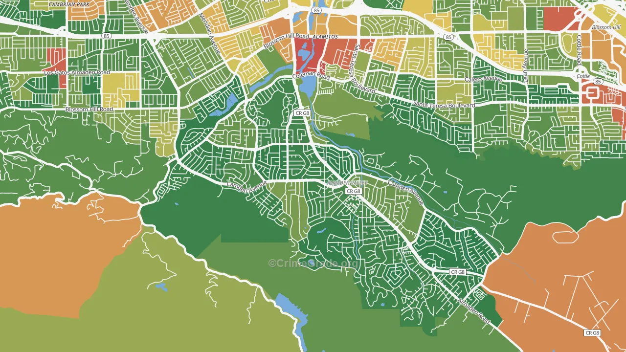 Almaden Valley, San Jose, CA Map of Theft Rates