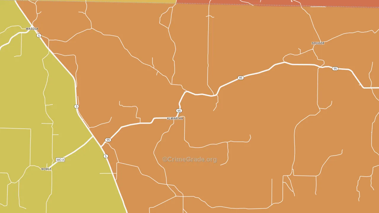 Almartha, MO Map of Theft Rates