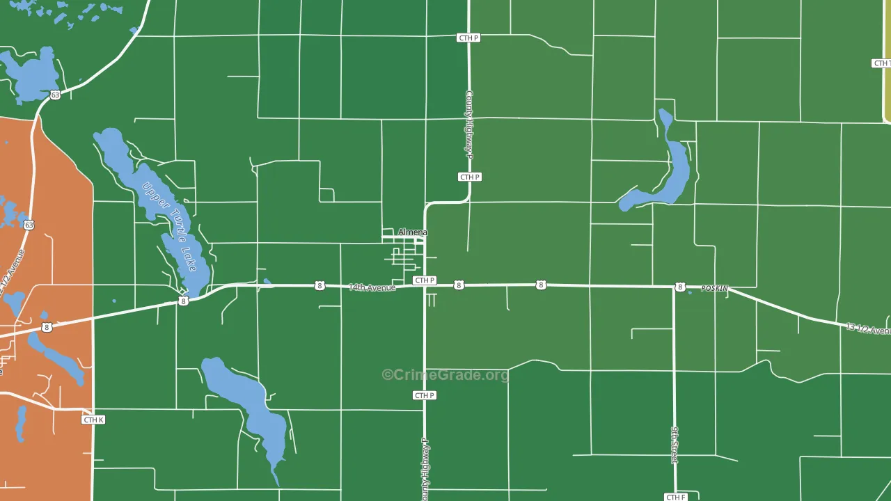 Almena, WI Map of Theft Rates