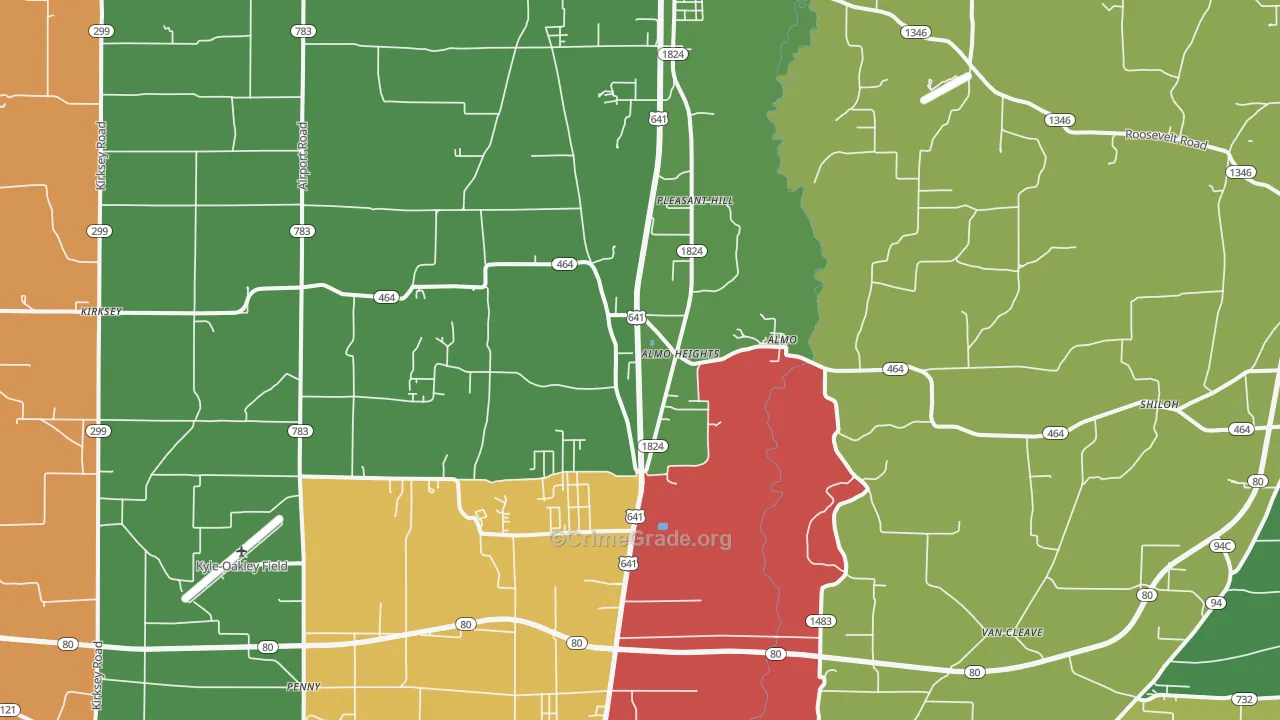Almo, KY Map of Theft Rates