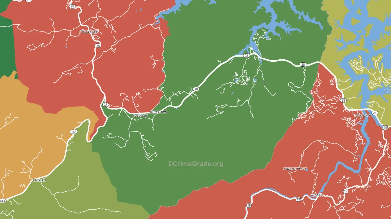 Almond, NC Map of Theft Rates