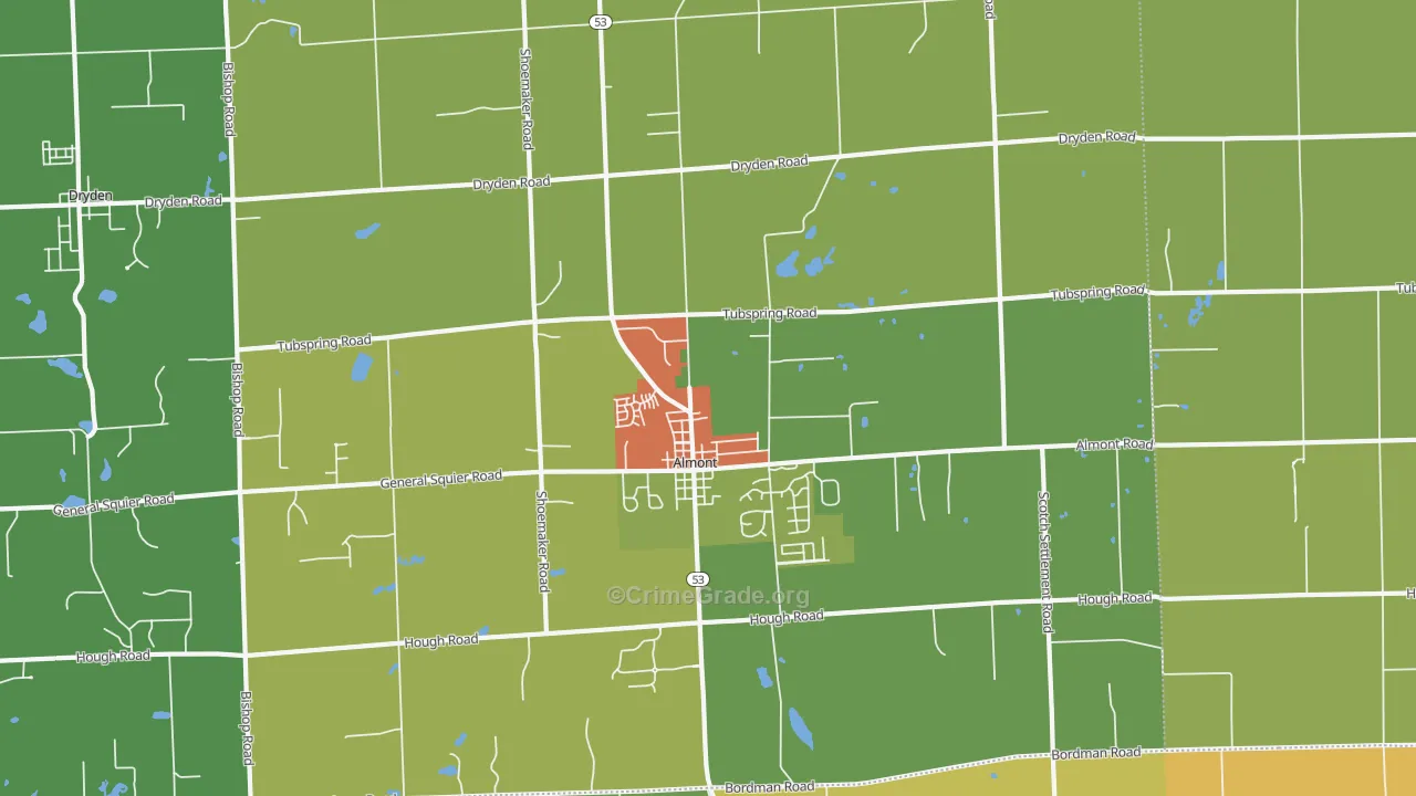 Almont, MI Map of Theft Rates