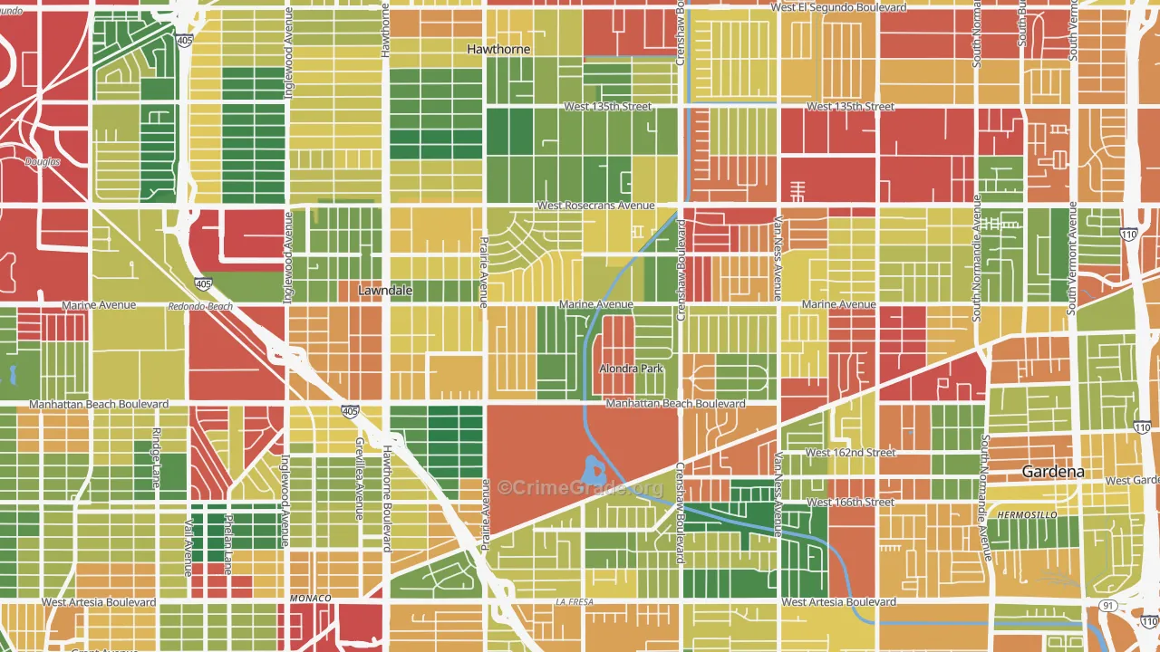 Alondra Park, Lawndale, CA Map of Theft Rates