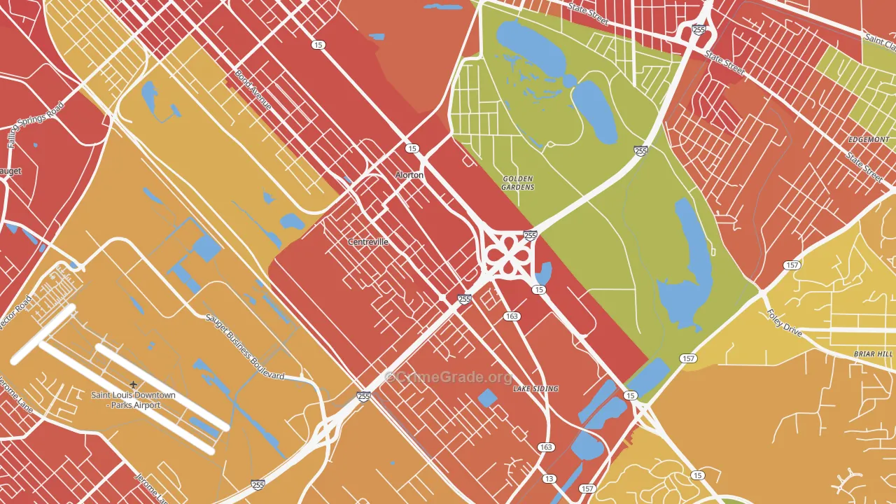 Alorton, IL Map of Theft Rates