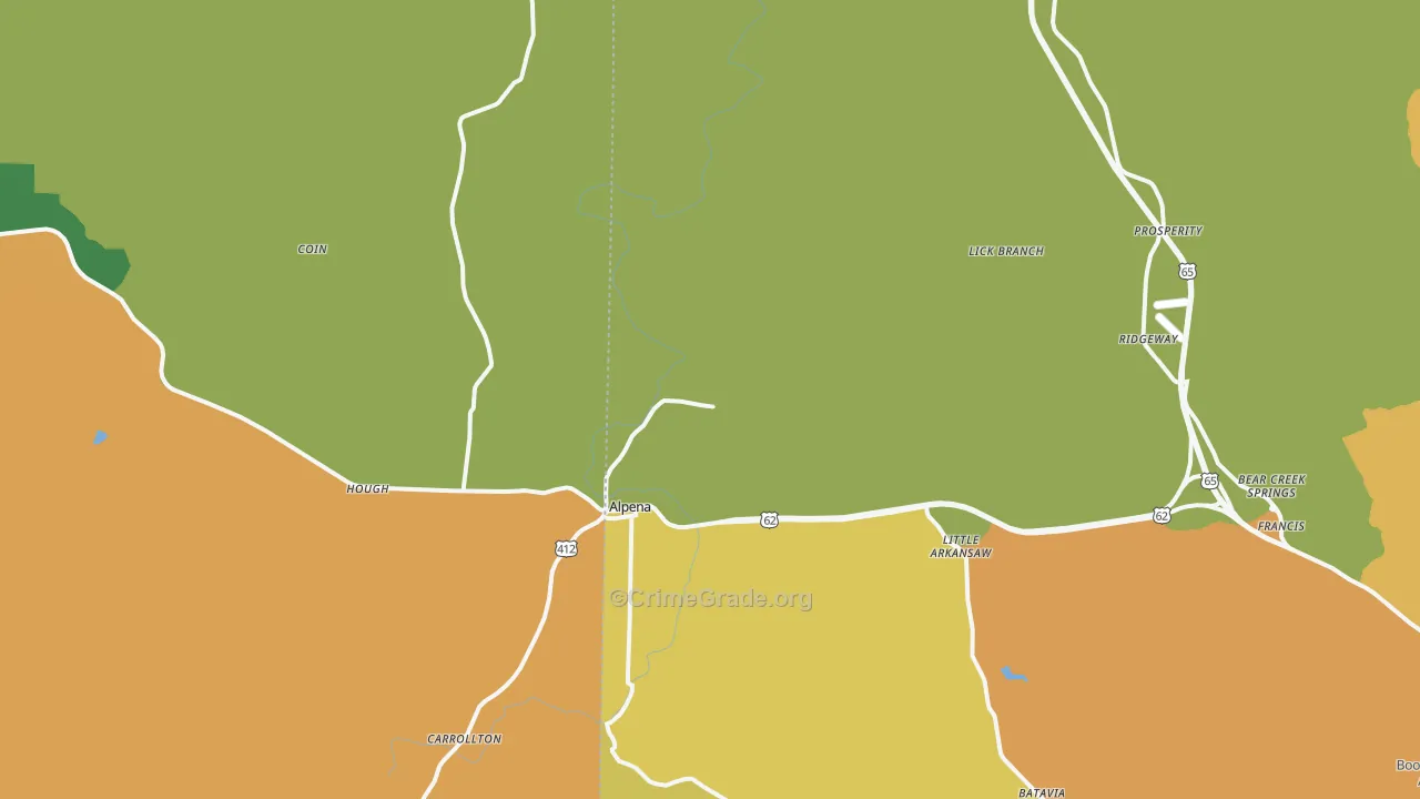 Alpena, AR Map of Theft Rates