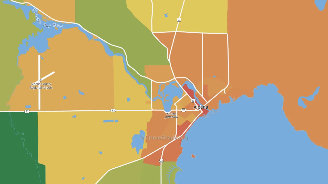 Alpena, MI Map of Theft Rates