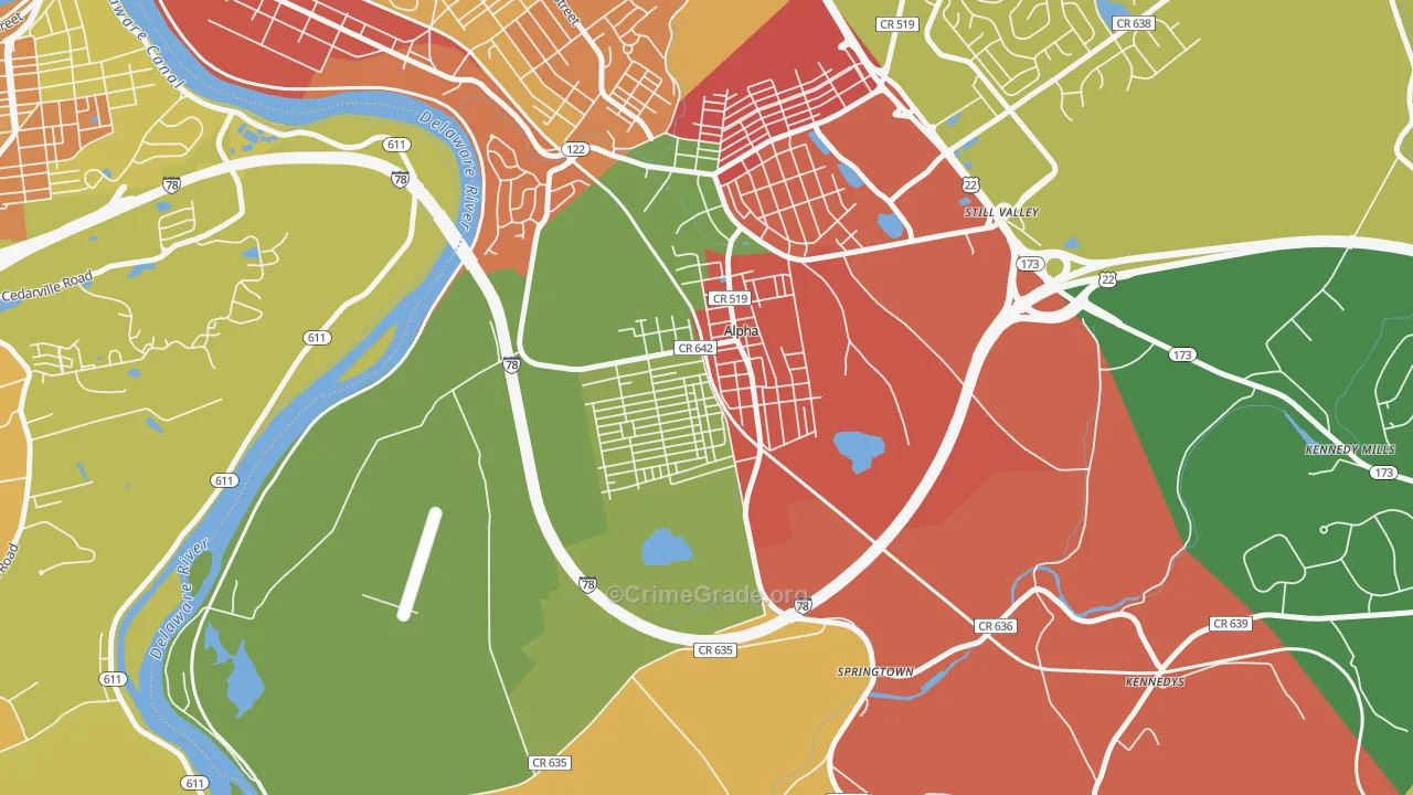 Alpha, NJ Map of Theft Rates