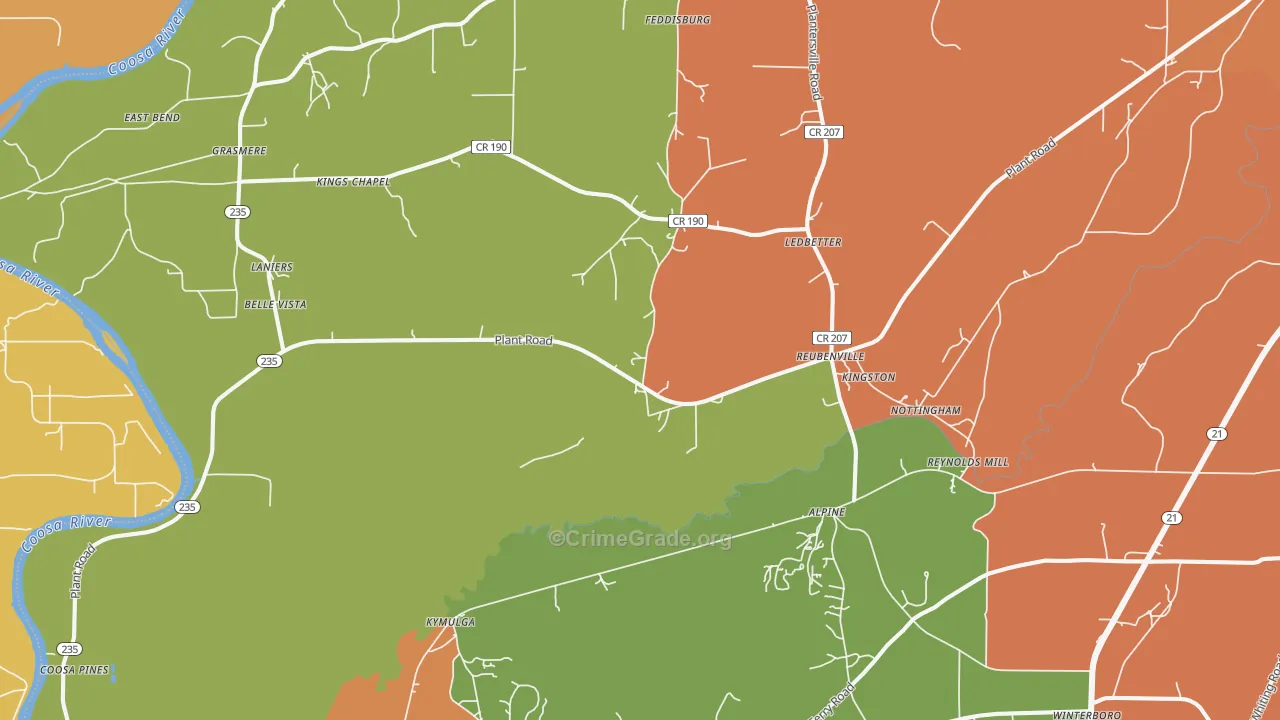 Alpine, AL Map of Theft Rates