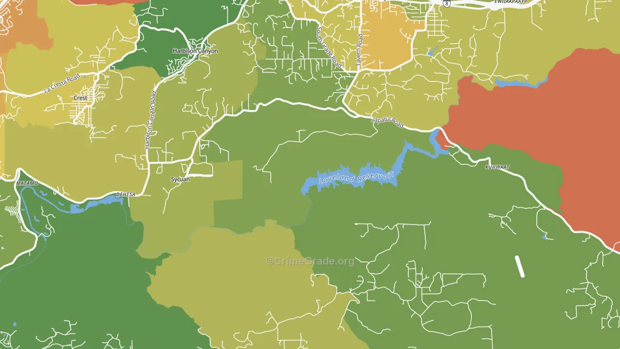 Alpine Heights, CA Map of Theft Rates