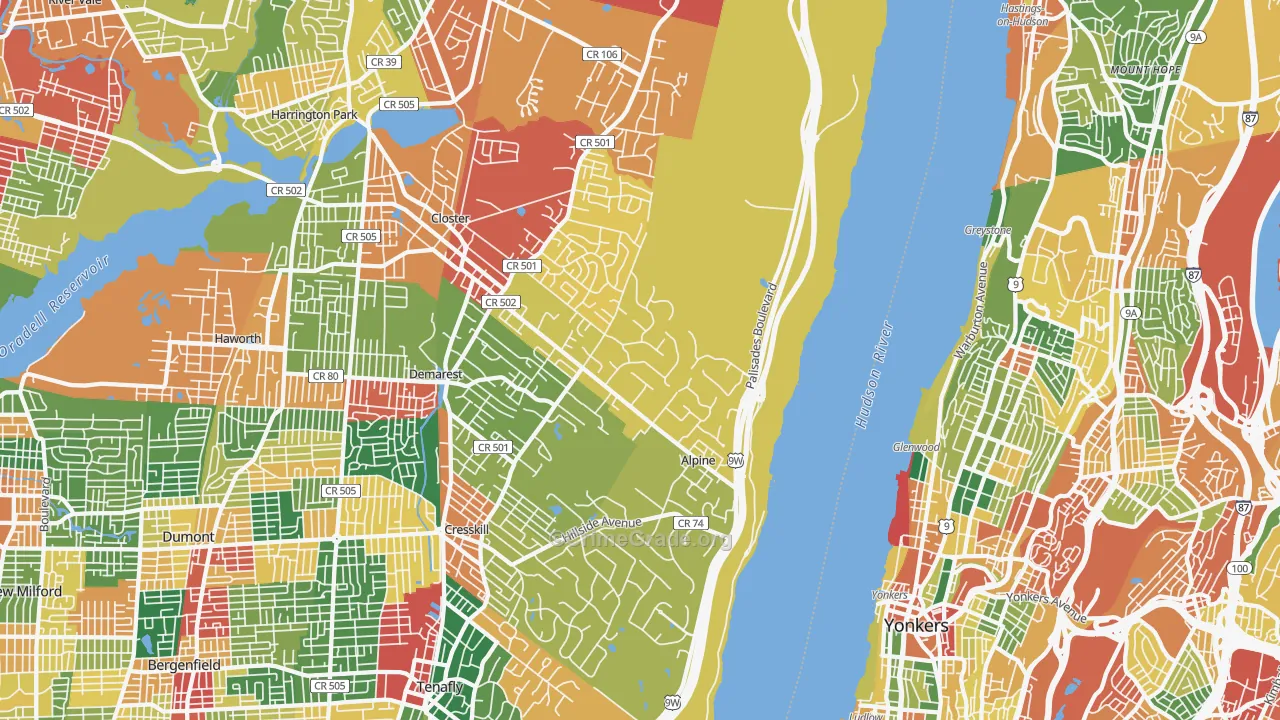 Alpine, NJ Map of Theft Rates
