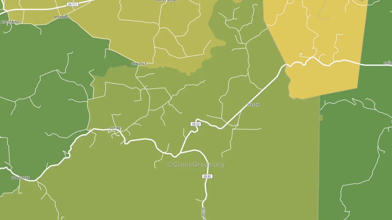 Alpine, TN Map of Theft Rates