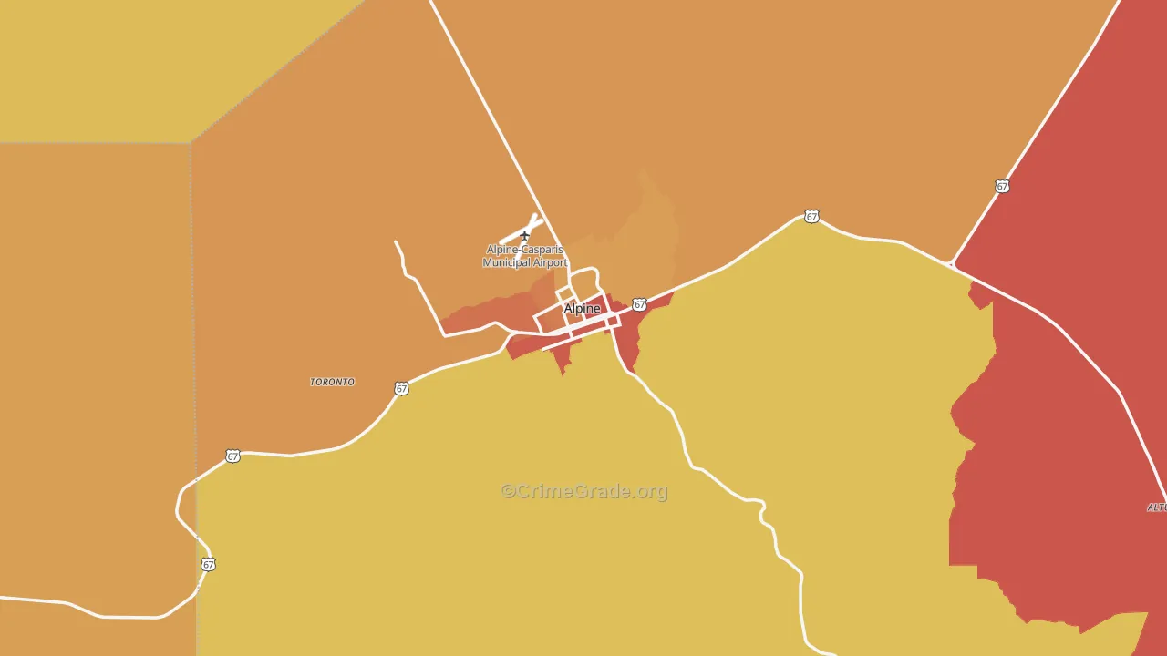 Alpine, TX Map of Theft Rates