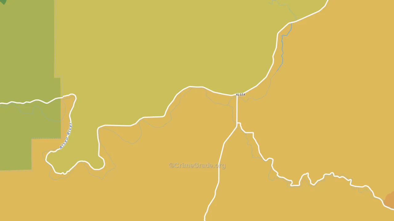 Alsea, OR Map of Theft Rates