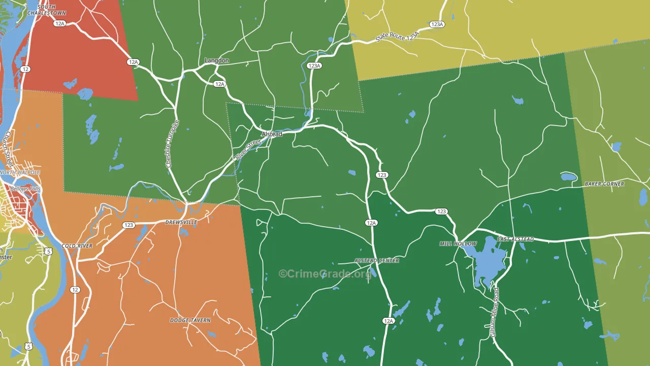 Alstead, NH Map of Theft Rates