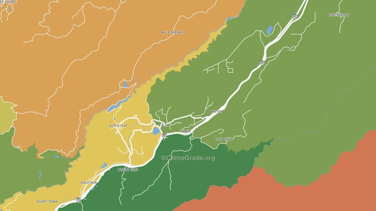Alta, CA Map of Theft Rates