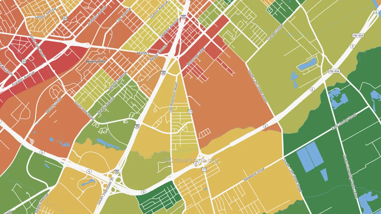 Alta Vista-Waco, Waco, TX Map of Theft Rates