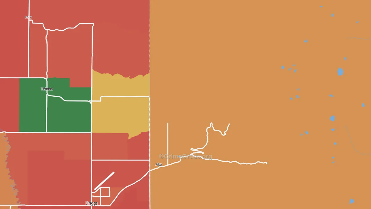 Alta, WY Map of Theft Rates