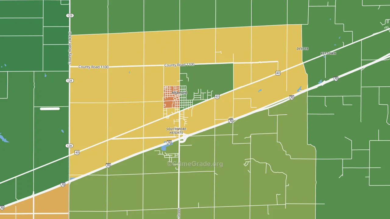 Altamont, IL Map of Theft Rates