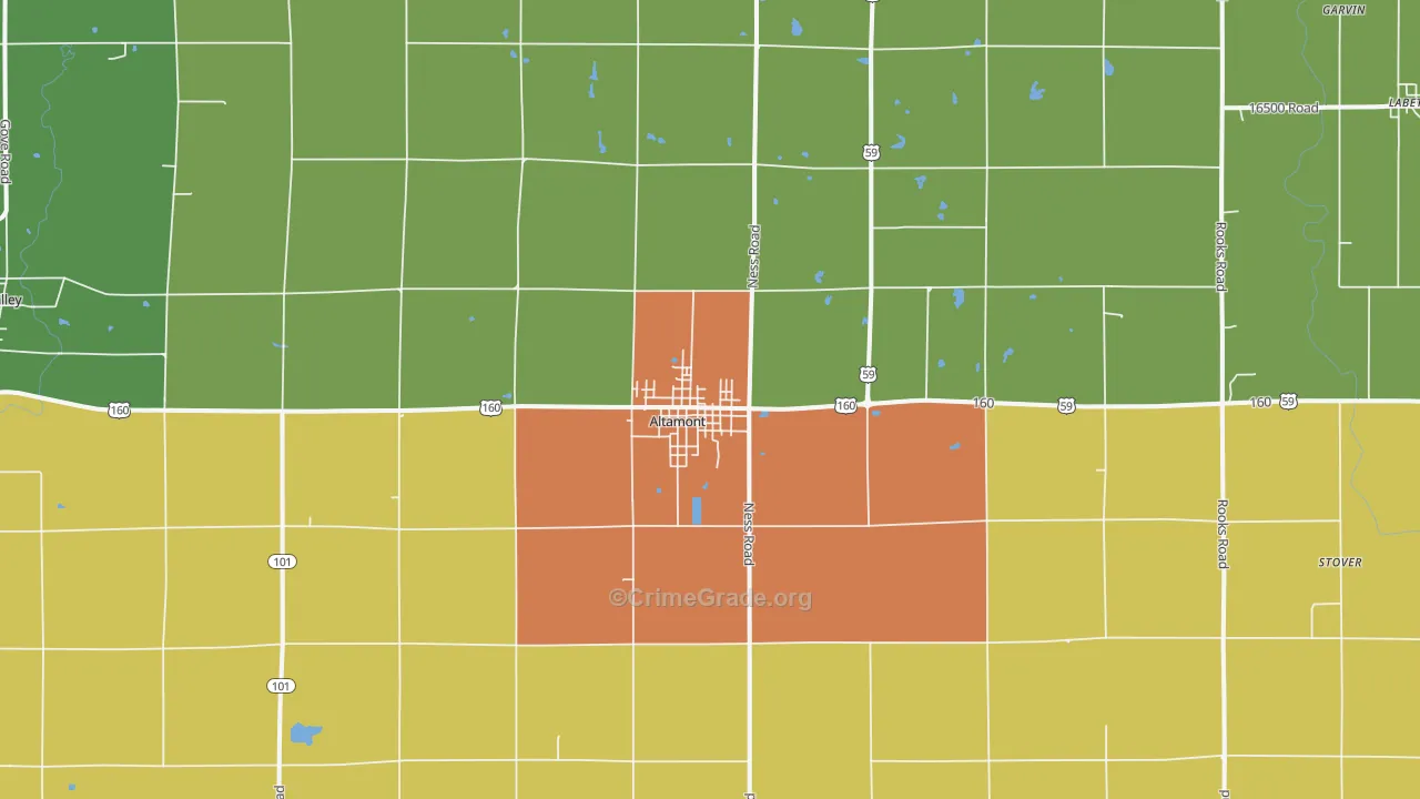 Altamont, KS Map of Theft Rates