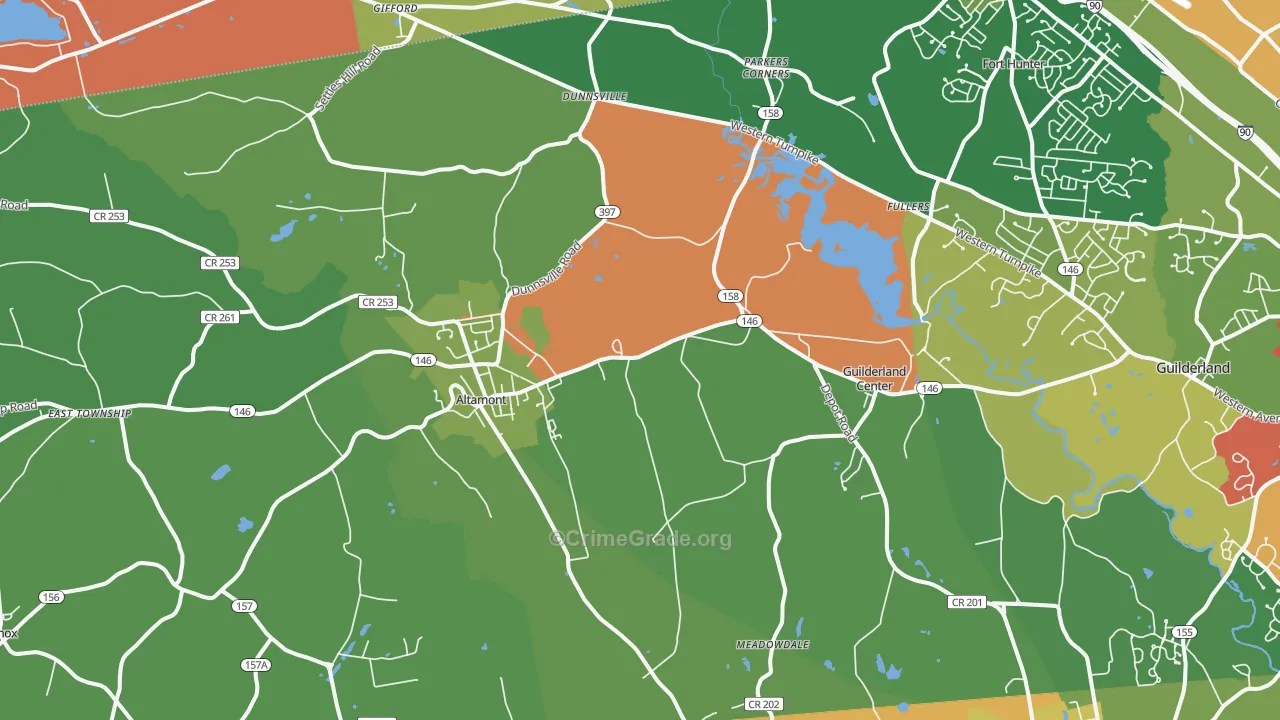 Altamont, NY Map of Theft Rates