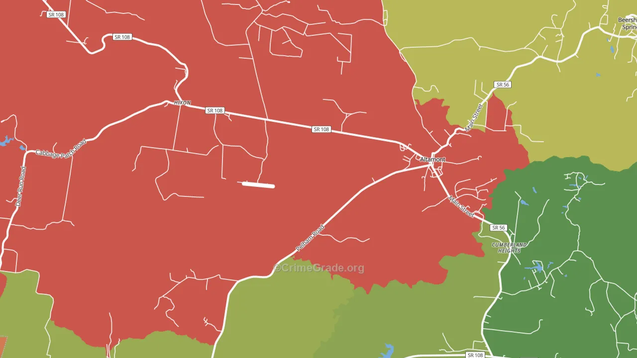 Altamont, TN Map of Theft Rates