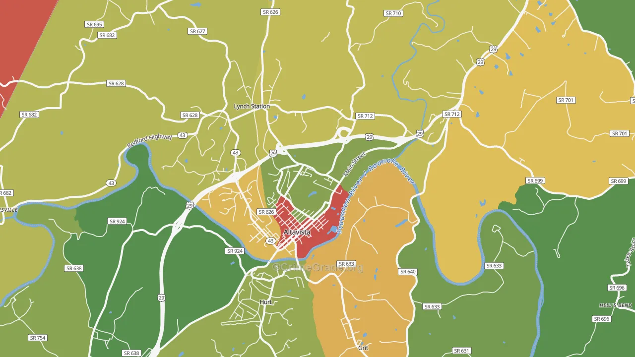 Altavista, VA Map of Theft Rates
