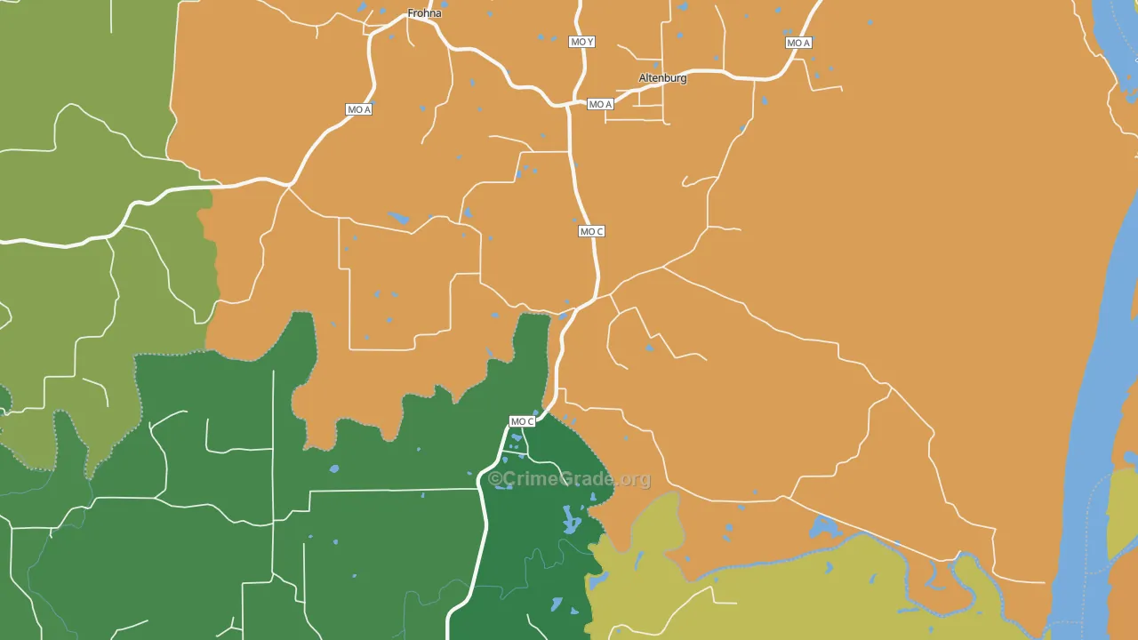 Altenburg, MO Map of Theft Rates