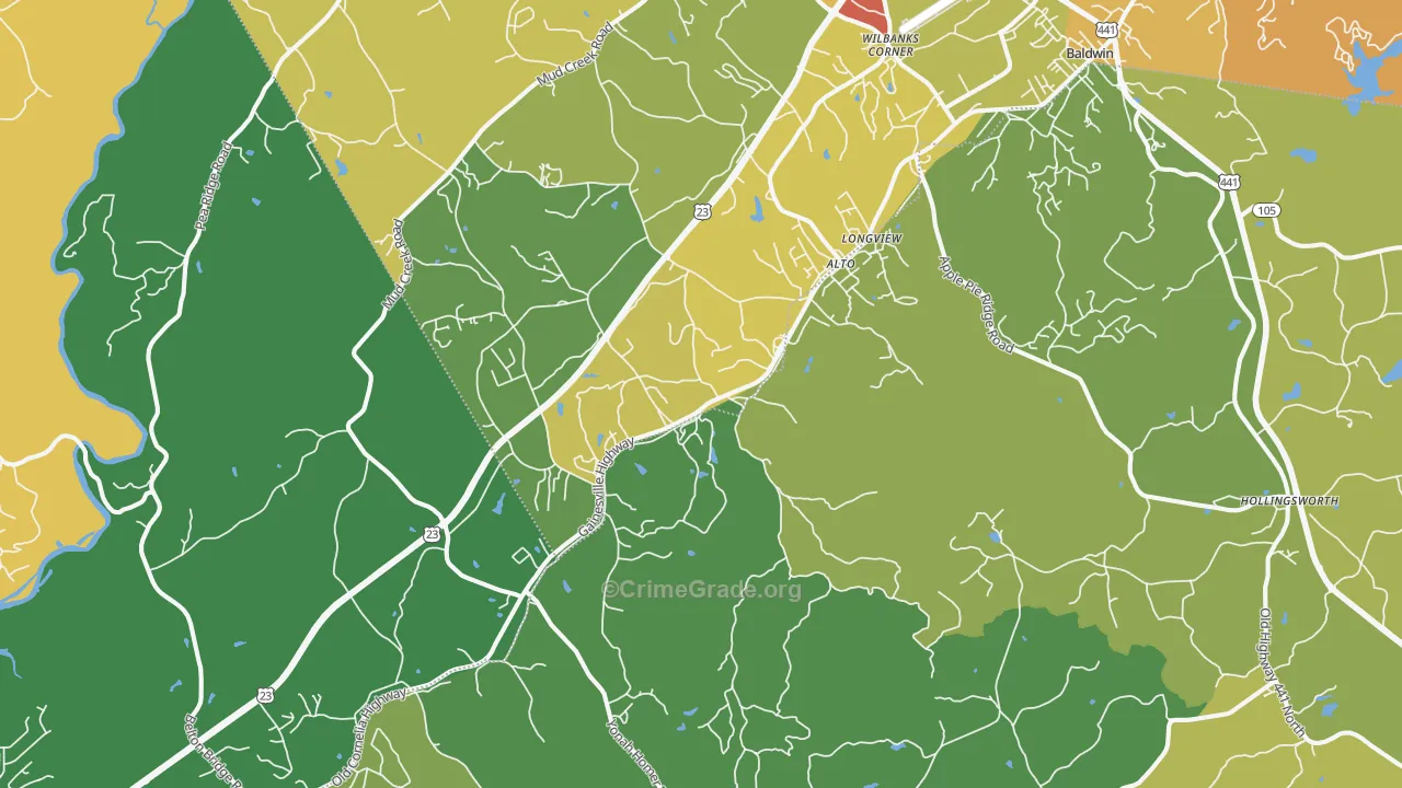 Alto, GA Map of Theft Rates