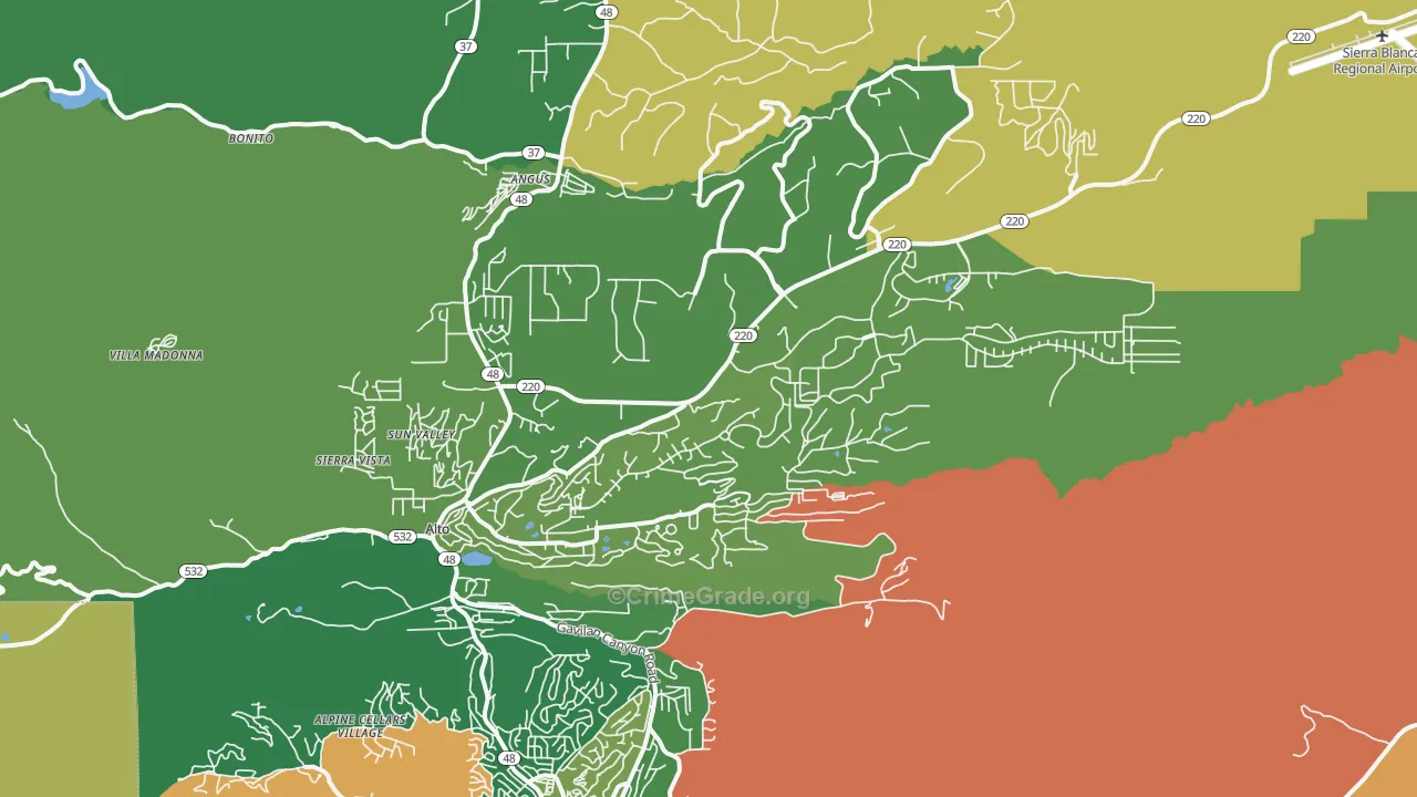 Alto, NM Map of Theft Rates