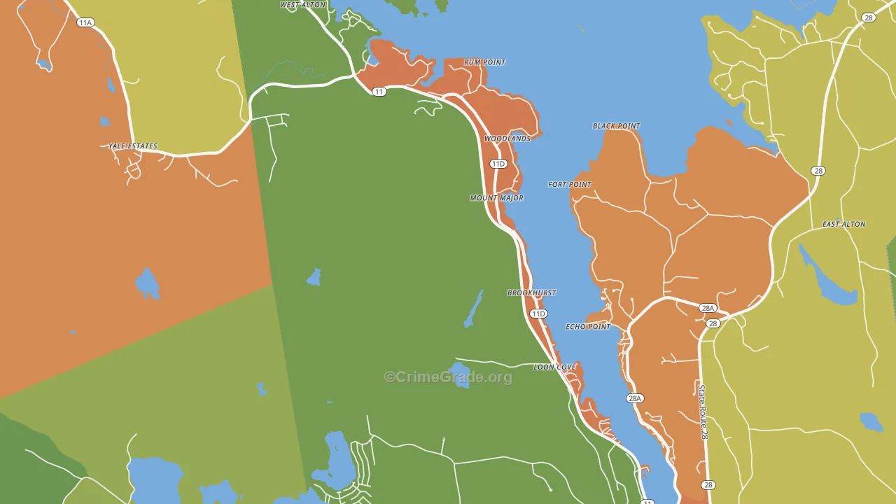 Alton Bay, NH Map of Theft Rates