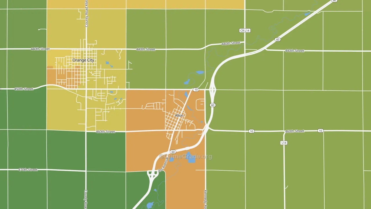 Alton, IA Map of Theft Rates