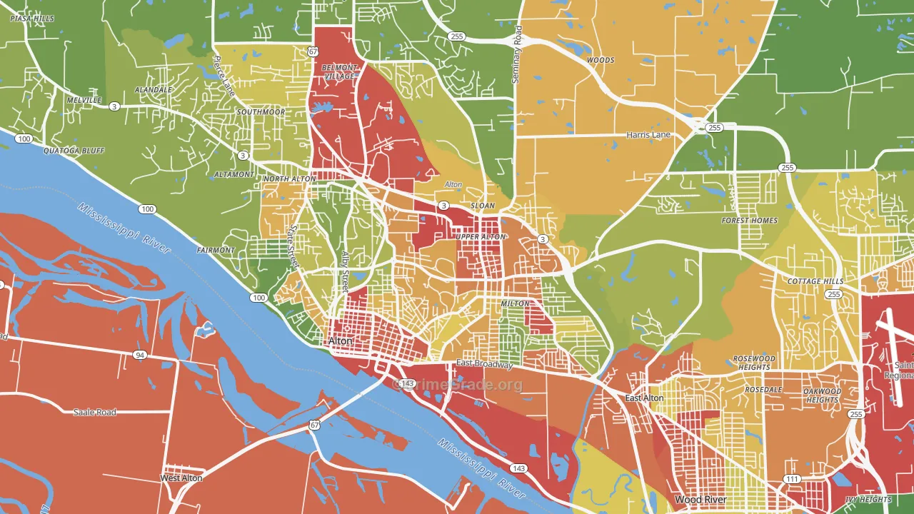 Alton, IL Map of Theft Rates