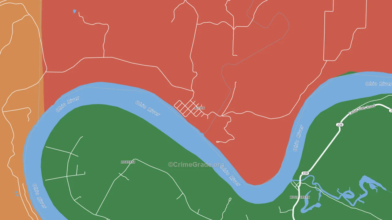 Alton, IN Map of Theft Rates